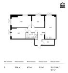 Планировка 3-комнатной квартиры, 93,6 м2