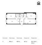 Планировка 3-комнатной квартиры, 84,6 м2