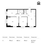 Планировка 3-комнатной квартиры, 79,6 м2
