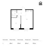 Планировка 1-комнатной квартиры, 43 м2