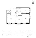 Планировка 3-комнатной квартиры, 87,6 м2