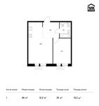 Планировка 1-комнатной квартиры, 46 м2
