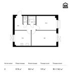 Планировка 2-комнатной квартиры, 57,8 м2