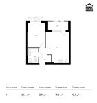 Планировка 1-комнатной квартиры, 42,6 м2