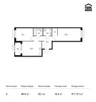 Планировка 2-комнатной квартиры, 68,4 м2