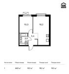 Планировка 1-комнатной квартиры, 44,8 м2