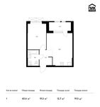 Планировка 1-комнатной квартиры, 43,6 м2
