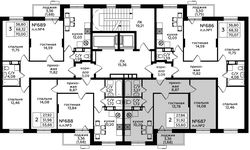 Планировка 2-комнатной квартиры, 53,6 м2