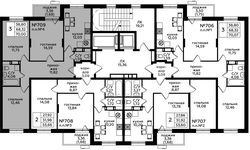 Планировка 3-комнатной квартиры, 70 м2