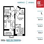 Планировка 1-комнатной квартиры, 33,11 м2