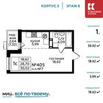 Планировка квартиры студии, 30,02 м2