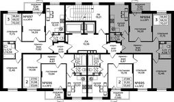 Планировка 3-комнатной квартиры, 68,5 м2