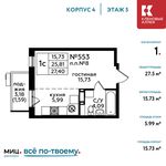 Планировка квартиры студии, 27,5 м2