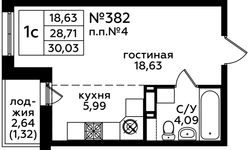 Планировка квартиры студии, 30,1 м2