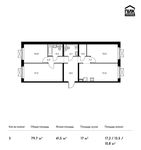 Планировка 3-комнатной квартиры, 79,7 м2