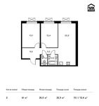 Планировка 2-комнатной квартиры, 61 м2