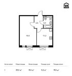 Планировка 1-комнатной квартиры, 39,3 м2