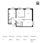 Планировка 3-комнатной квартиры, 64,6 м2