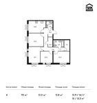 Планировка 4-комнатной квартиры, 93 м2