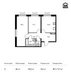Планировка 2-комнатной квартиры, 60 м2