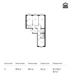 Планировка 3-комнатной квартиры, 83,6 м2