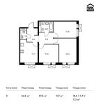 Планировка 3-комнатной квартиры, 64,6 м2