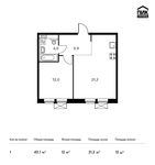 Планировка 1-комнатной квартиры, 43,1 м2