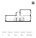 Планировка 2-комнатной квартиры, 72 м2