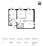 Планировка 3-комнатной квартиры, 64,6 м2
