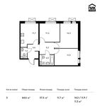 Планировка 3-комнатной квартиры, 64,6 м2