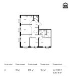 Планировка 4-комнатной квартиры, 93 м2