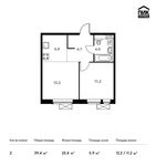 Планировка 2-комнатной квартиры, 39,4 м2