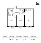 Планировка 2-комнатной квартиры, 53,8 м2