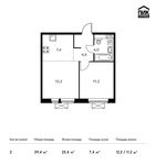 Планировка 2-комнатной квартиры, 39,4 м2