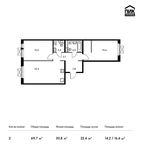 Планировка 2-комнатной квартиры, 69,7 м2