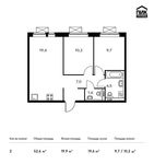 Планировка 2-комнатной квартиры, 52,6 м2