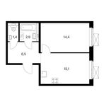 Планировка 1-комнатной квартиры, 40,3 м2