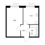 Планировка 1-комнатной квартиры, 38,9 м2