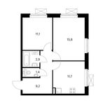 Планировка 2-комнатной квартиры, 52,1 м2