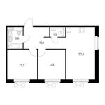 Планировка 2-комнатной квартиры, 59,3 м2