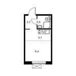 Планировка 1-комнатной квартиры, 19,7 м2