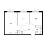 Планировка 2-комнатной квартиры, 59,5 м2