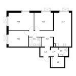 Планировка 3-комнатной квартиры, 92,2 м2