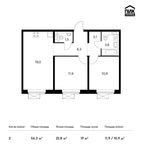 Планировка 2-комнатной квартиры, 56,3 м2
