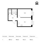 Планировка 1-комнатной квартиры, 40,3 м2