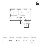 Планировка 3-комнатной квартиры, 92,2 м2