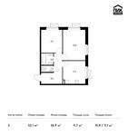 Планировка 2-комнатной квартиры, 52,1 м2