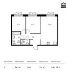 Планировка 2-комнатной квартиры, 56,2 м2