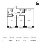 Планировка 2-комнатной квартиры, 53,8 м2
