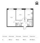 Планировка 2-комнатной квартиры, 54,7 м2